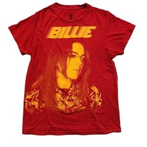 Billie Eilish Red and Yellow Logo Short Sleeve T-Shirt